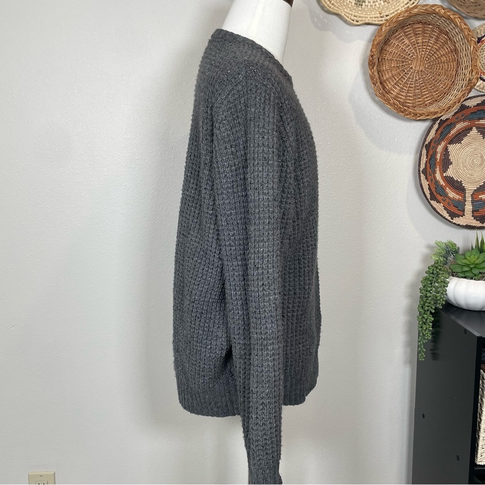 Men's Eddie Bauer Thick Chunky Fisherman’s Style Crewneck Sweater Gray Large - Picture 5 of 14